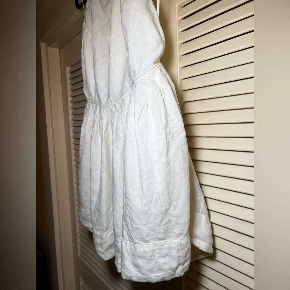 Free People Linen Blend Pinafore Mini Dress Tunic Backless Halter, size large - Picture 7 of 14